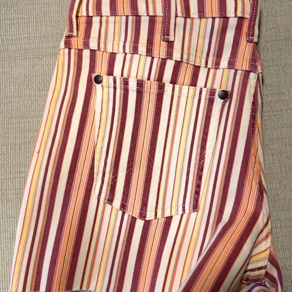 Wrangler High Rise Cowboy Shorts Size 29 Western Striped Denim Cutoff Festival - Picture 3 of 6